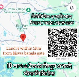 নিউটাউন এ জমি মাত্র 5 লাখ/কাঠা থেকে শুরু Land is within 5km from biswa bangla gate. 10 লাখ এ 2 কাঠা কিনুন এখনই স্টক লিমিটেড