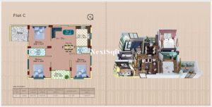 Basilica Nest Flat C 3BHk 841 SQft Carpet