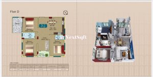 Basilica Nest Flat D 3BHk 777 SQft Carpet