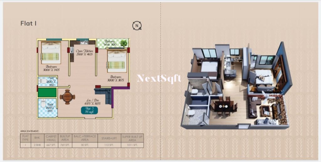 Basilica Nest Flat I 2BHk 667SQft Carpet